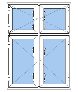 Billede af 2 fags dannebrogsvindue pvc