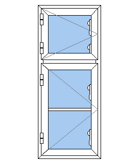 Billede af 1 fags dannebrogsvindue med sprosse pvc