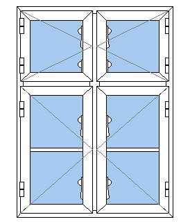 Billede af 2 fags dannebrogsvindue med sprosse pvc