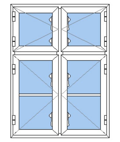 Billede af 2 fags dannebrogsvindue med sprosse pvc