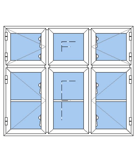 Billede af 3 fags dannebrogsvindue med sprosse pvc