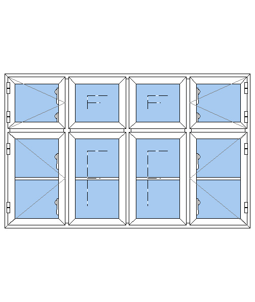 Billede af 4 fags dannebrogsvindue med sprosse pvc