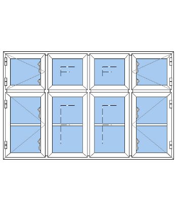 Billede af 4 fags dannebrogsvindue med sprosse pvc
