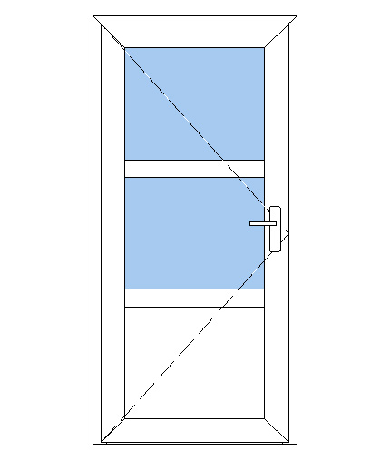 Billede af Facadedør plast 2 glas 1 fylding