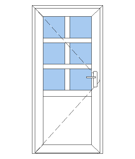 Billede af Facadedør plast 6 glas 1 fylding