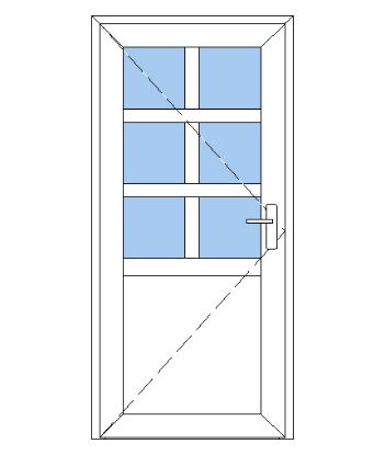Billede af Facadedør plast 6 glas 1 fylding