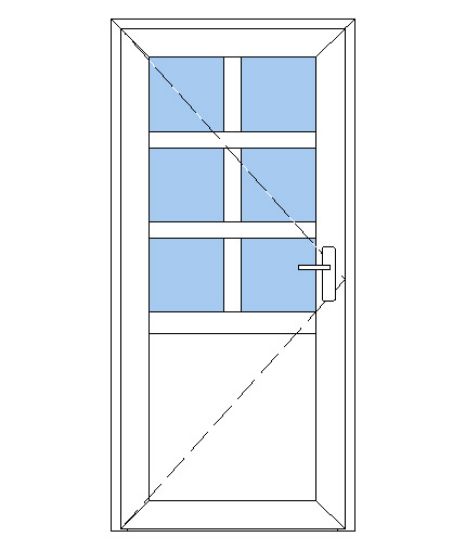 Billede af Facadedør plast 6 glas 1 fylding