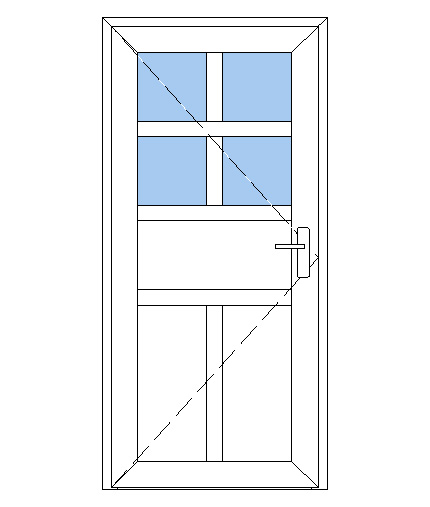 Billede af Facadedør plast med 4 ruder 3 fyldinger