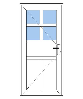 Billede af Facadedør plast med 4 ruder 3 fyldinger