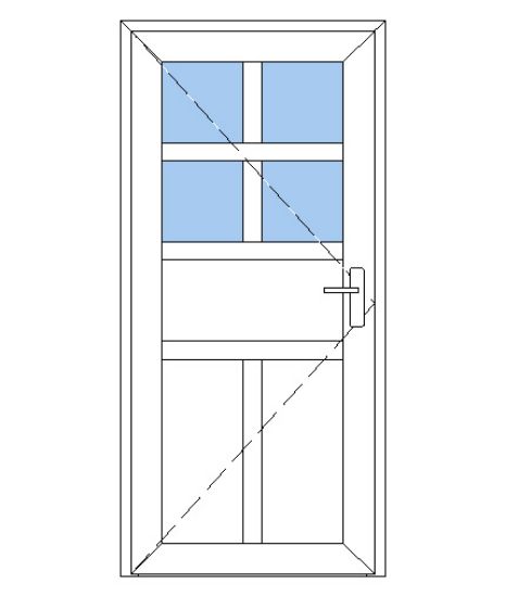Billede af Facadedør plast med 4 ruder 3 fyldinger