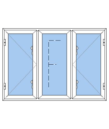 Billede af 3 fags sidehængt vindue pvc
