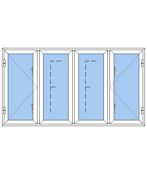 Billede af 4 fags sidehængt vindue pvc