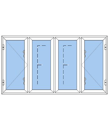 Billede af 4 fags sidehængt vindue pvc