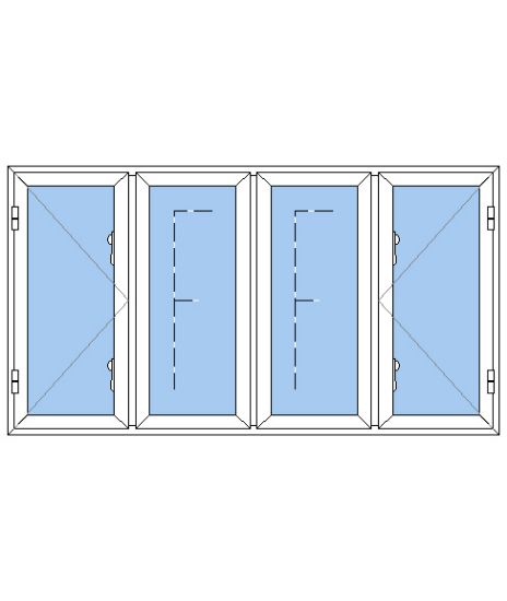 Billede af 4 fags sidehængt vindue pvc