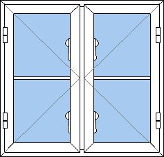 Billede af 2 fags sidehængt vindue med sprosse pvc