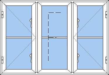 Billede af 3 fags sidehængt vindue med sprosse pvc