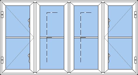 Billede af 4 fags sidehængt vindue med sprosse pvc
