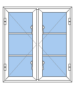 Billede af 2 fags sidehængt sprossevindue pvc