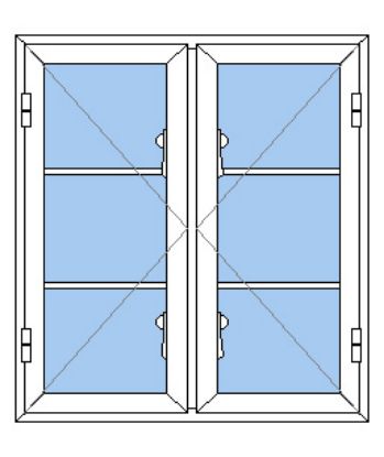 Billede af 2 fags sidehængt sprossevindue pvc