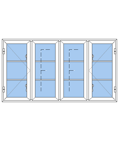 Billede af 4 fags sprossevindue pvc