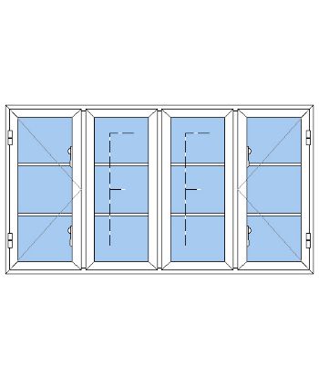 Billede af 4 fags sprossevindue pvc