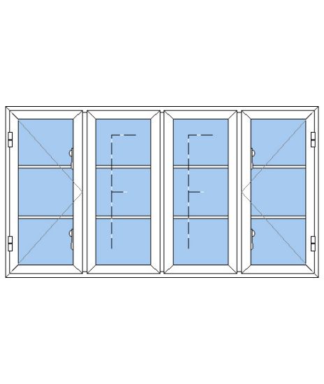 Billede af 4 fags sprossevindue pvc