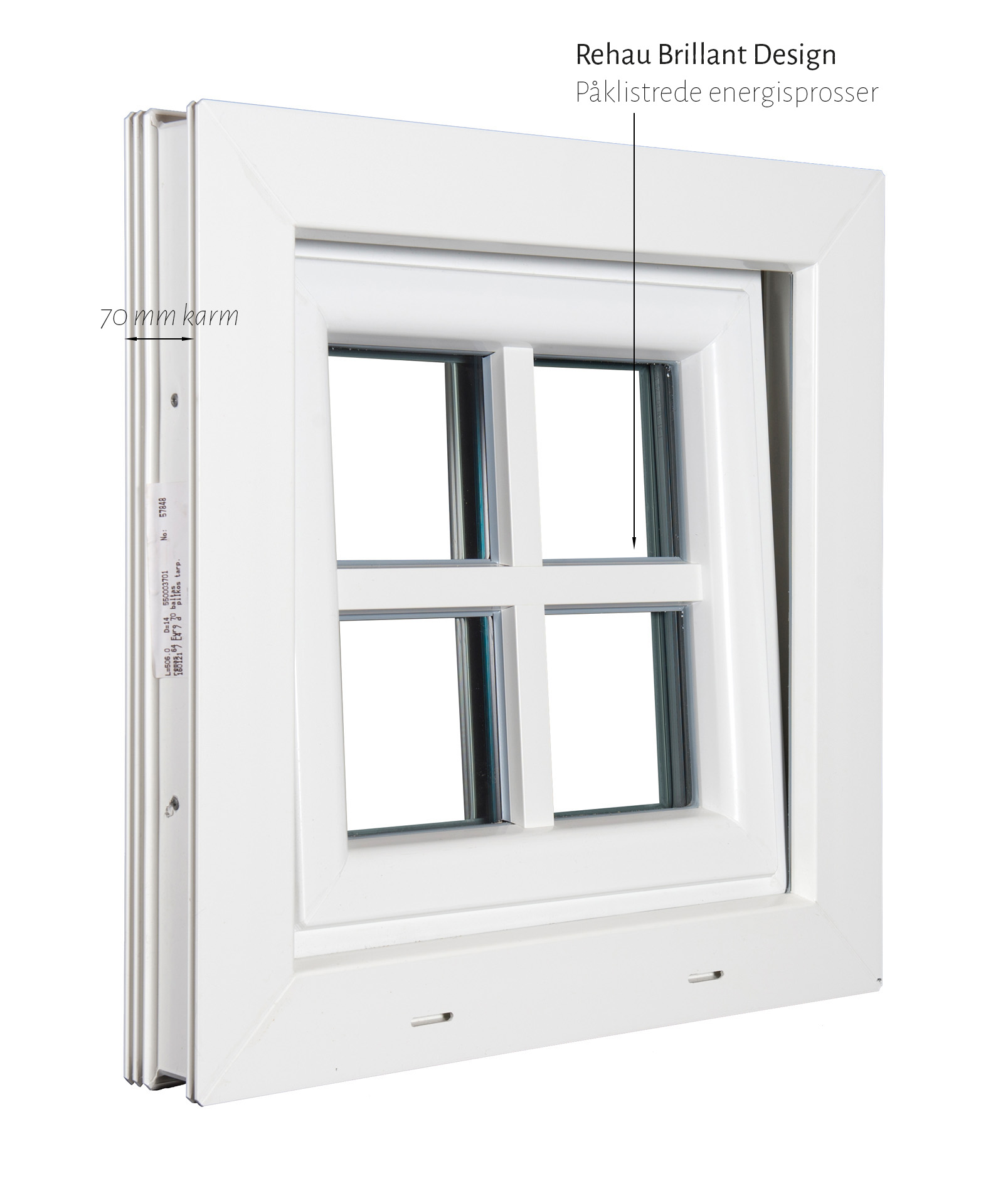 Billede af Topstyret vindue med vandret sprosse pvc